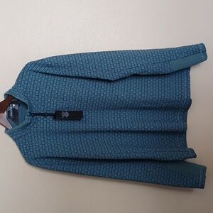 Greyson Monogram Jacquard 1/4 Zip Pullover Mid Layer Blue Green SZ XXL NEW